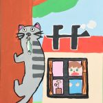 蒼空と猫／36×26㎝／ポスターカラー