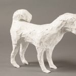 ぼーっとしている柴犬／28×10×22cm／紙・彩色・針金