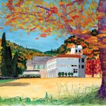 木の向こうの学校／39×54cm／水彩絵の具