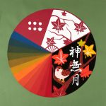 誕生月のデザイン／径33cm　54×39cm／水彩絵の具