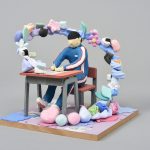 創造の世界／15×18×18㎝／粘土・針金・木・鉛筆・紙・彩色