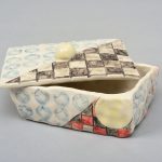 夜の江戸にタイムスリップ!?朝顔＆満月の小物入れ／6×12×9㎝／陶土・釉薬